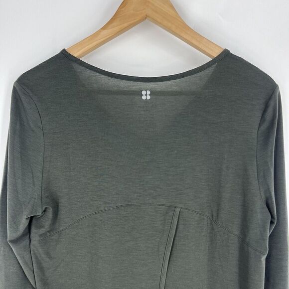 Sweaty Betty Top Size Small Womens Olive Green Split Back Long Sleeve Yoga Shirt - Picture 6 of 10